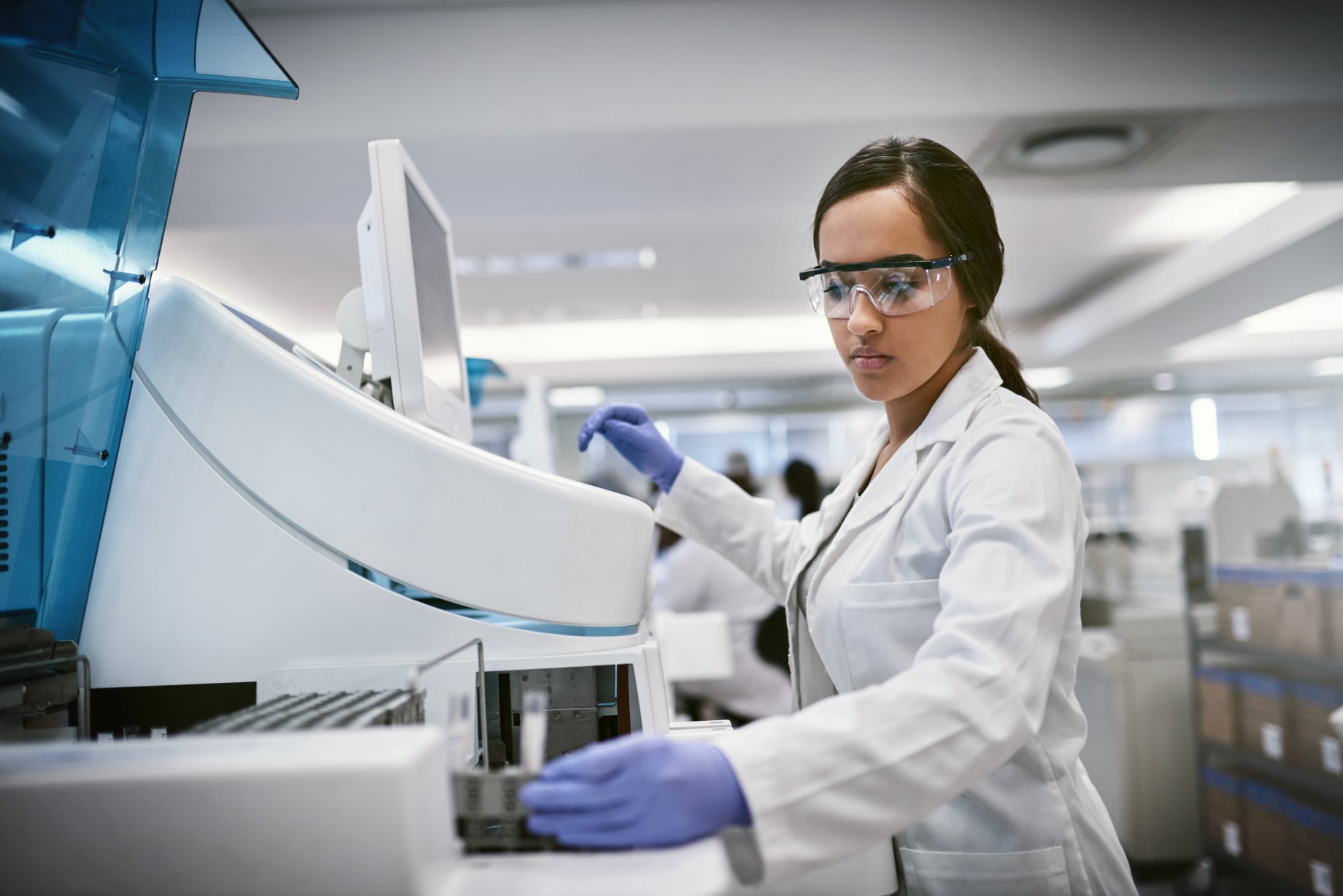 Woman testing in lab