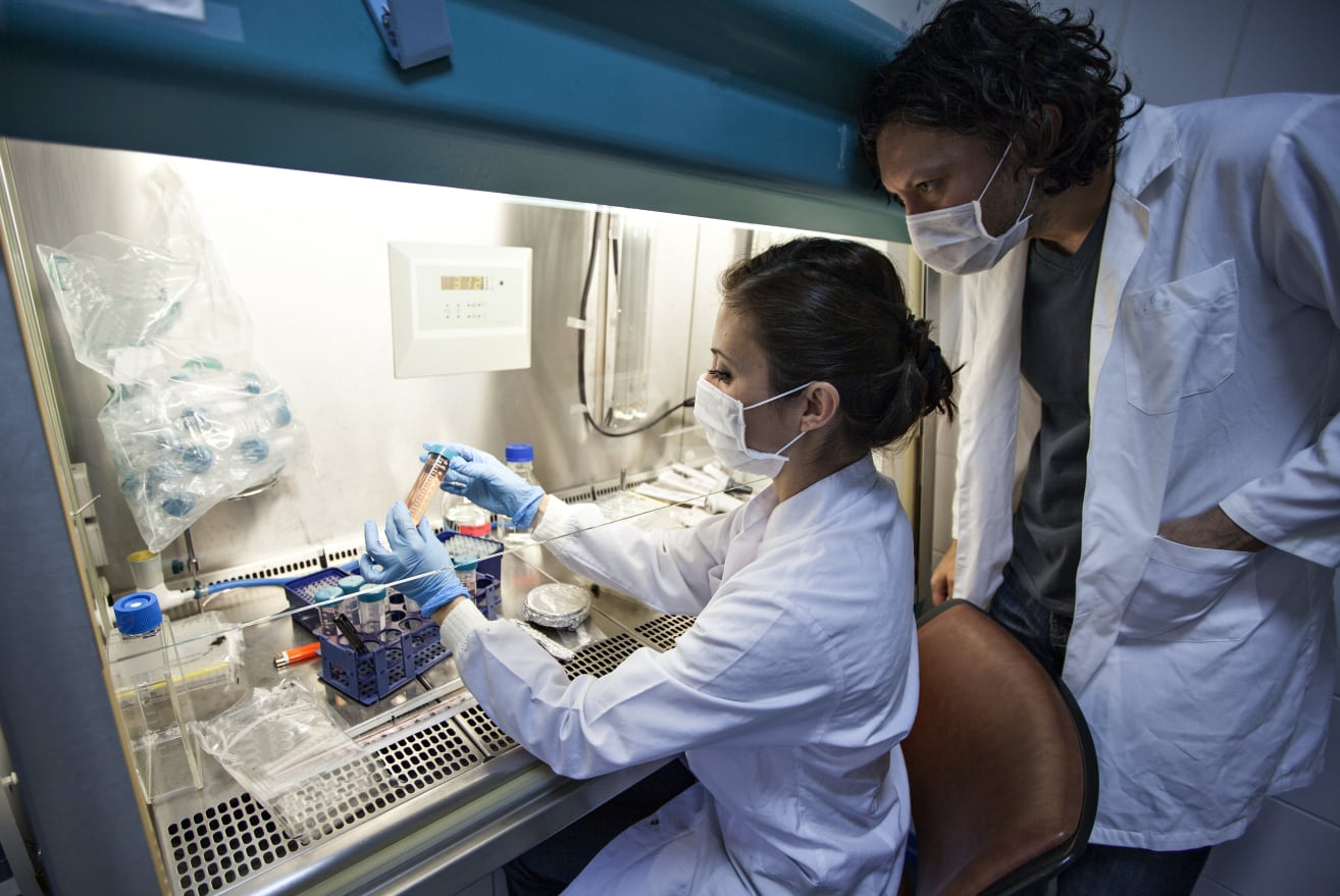 Woman testing in a lab